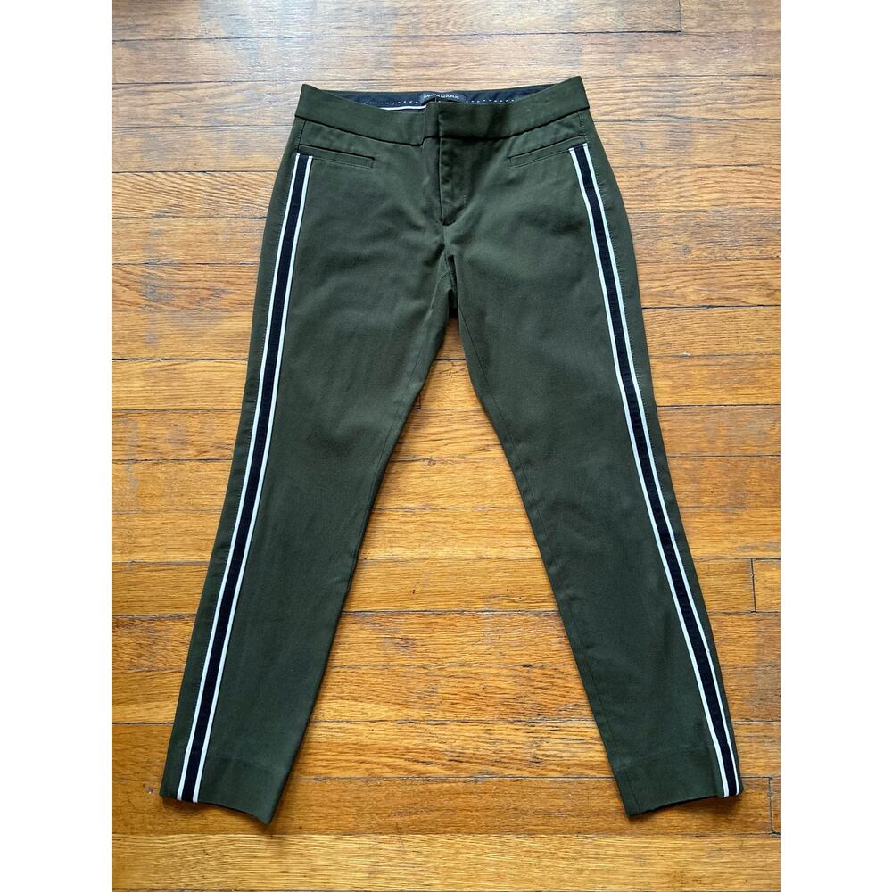 BANANA REPUBLIC 'Sloan' Green w/Side Stripes Ankle Pant sz 0 Petites